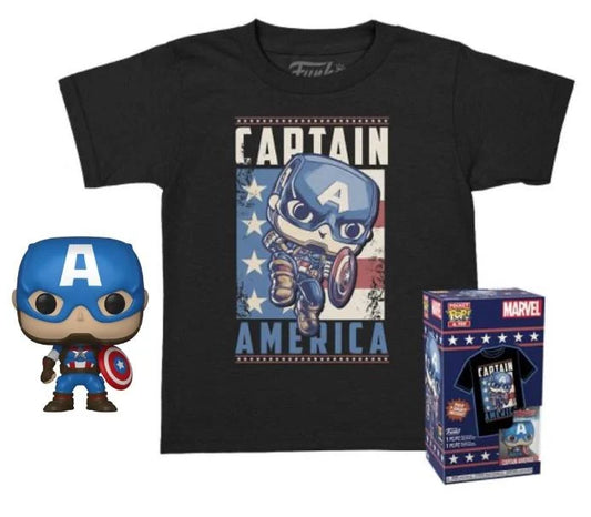 Funko Pocket Pop! & Tee: Marvel - Captain America - Kids S