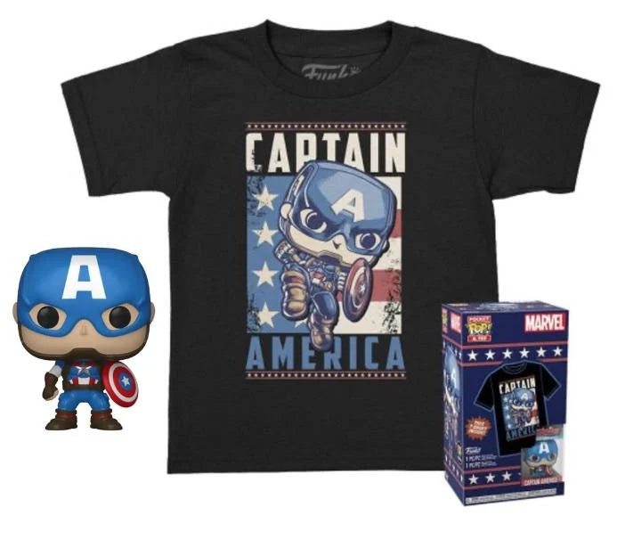Funko Pocket Pop! & Tee: Marvel - Captain America - Kids M